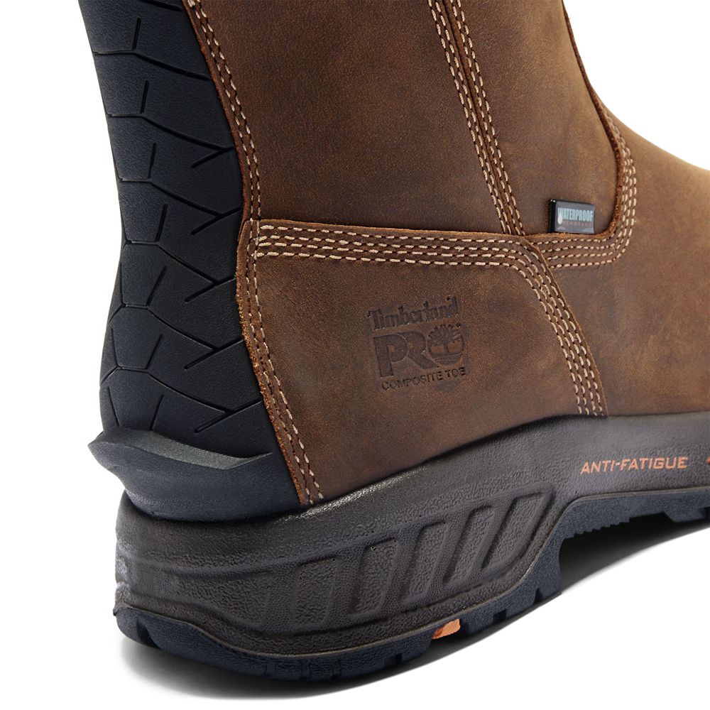 Bocanci De Muncă Timberland Barbati Maro/Negrii - Pro® Helix Hd Comp Toe Pull-On - Romania - BYRAWH1